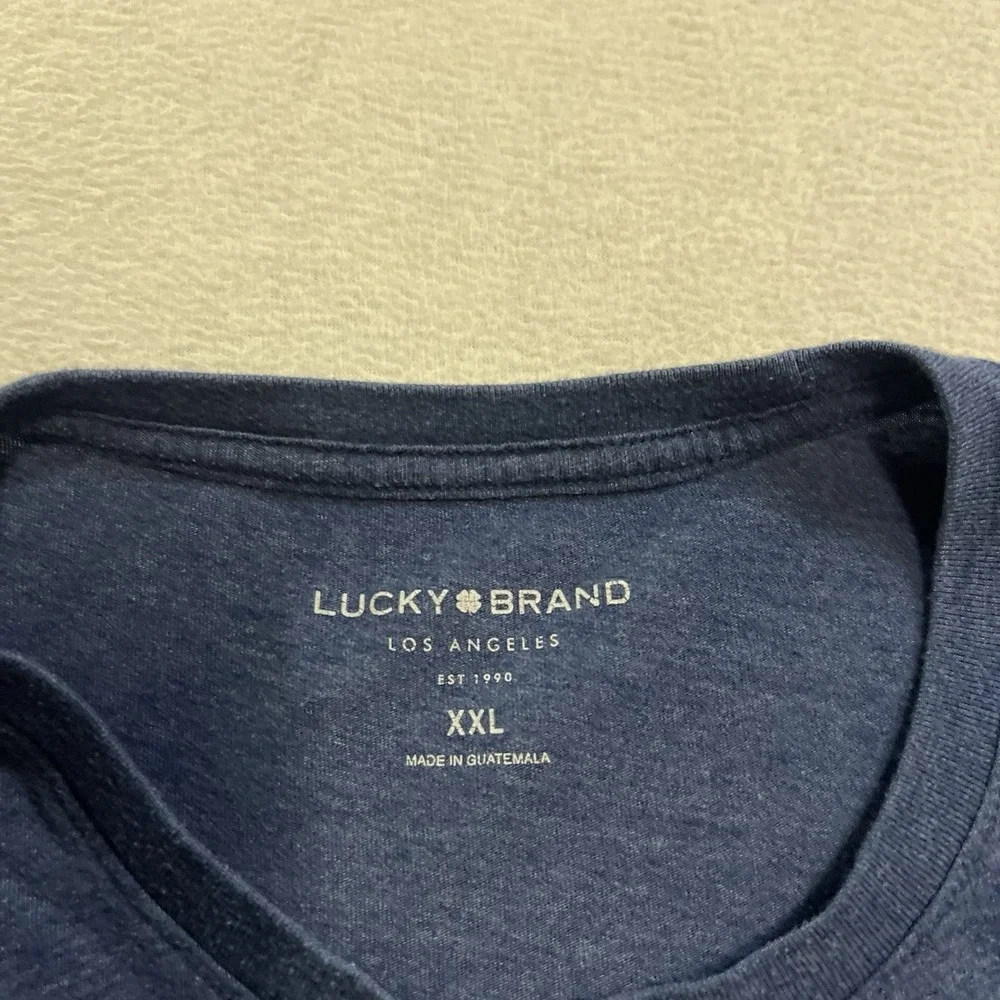Lucky Brand T-Shirt Men's Size 2XL Blue Short Sleeve Graphic Print Los Angeles